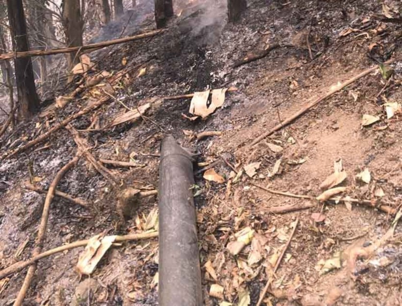Vụ cháy rừng khiến 600m đường dẫn nước bị thiêu rụi.