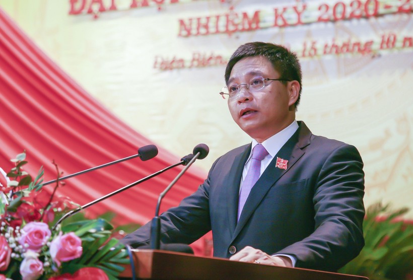 Ông Nguyễn Văn Thắng - Bí thư Tỉnh ủy Điện Biên phát biểu tại Đại hội