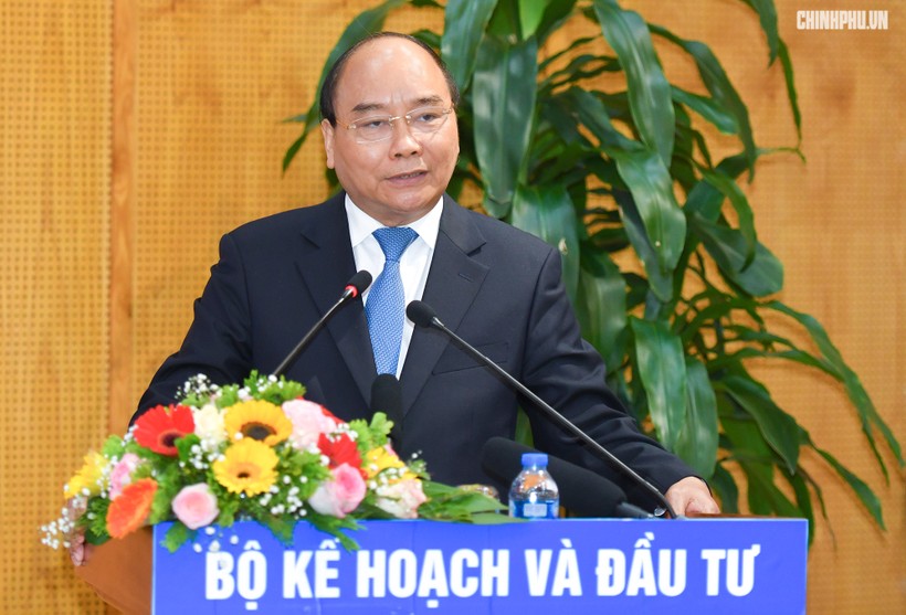 Thủ tướng Nguyễn Xuân Phúc đặt ra 5 bài toán lớn cho Bộ KH&ĐT. Ảnh: VGP/Quang Hiếu.