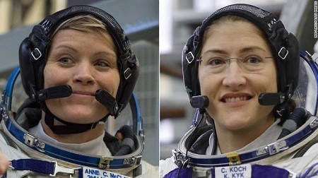 Hai nữ phi hành gia Anne McClain (trái) và Christina Koch.
