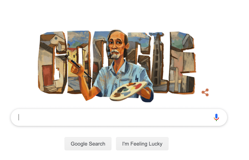 Bức vẽ họa sĩ Bùi Xuân Phái của Google Doodle.