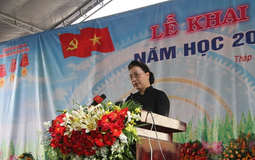 Chủ tịch Quốc hội Nguyễn Thị Kim Ngân phát biểu tại lễ khai giảng