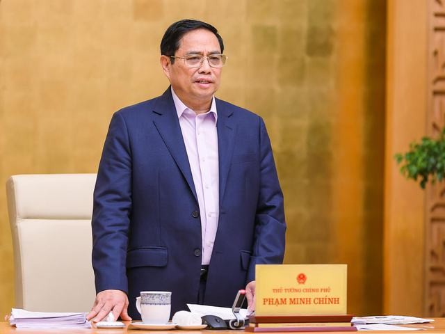 Thủ tướng Phạm Minh Chính phát biểu tại phiên họp Chính phủ thường kỳ tháng 5/2022 - Ảnh: VGP/Nhật Bắc.