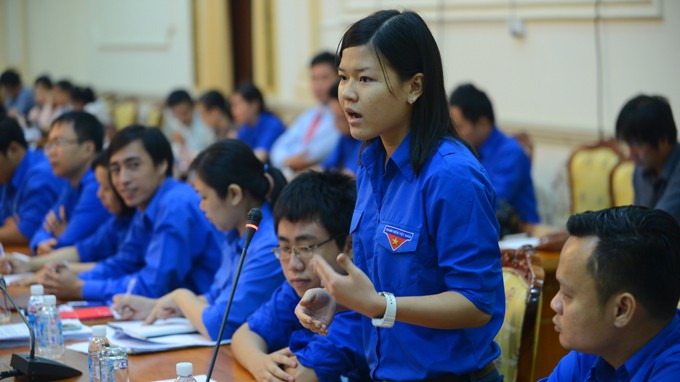 Bạn Phan Thị Phương Thảo, một trong 80 cử tri trẻ trong cuộc gặp đặt câu hỏi với lãnh đạo TP 