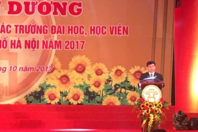 Phó Chủ tịch UBND Thành phố Hà Nội Ngô Văn Quý phát biểu tại Lễ tuyên dương.