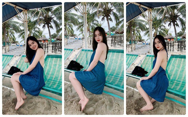 Hot girl Đà Nẵng xinh xắn, giỏi cờ tướng thả dáng bên bờ biển