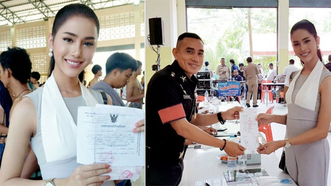 Hoa hậu chuyển giới Thái đăng ký nghĩa vụ quân sự