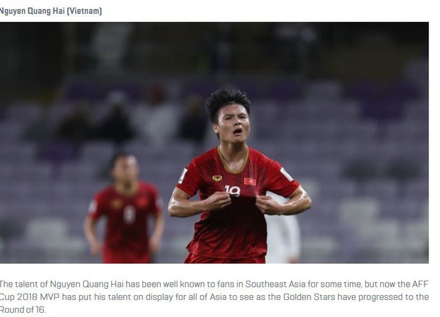 Quang Hải dẫn đầu cuộc bình chọn Cầu thủ hay nhất vòng bảng Asian Cup.