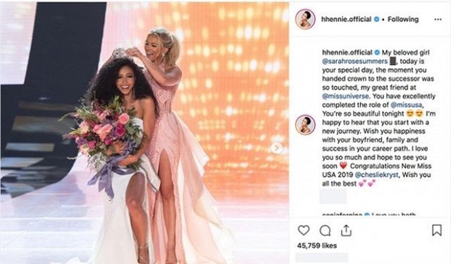 Hoa hậu Mỹ cảm động trước lời nhắn của H"Hen Niê trong ngày trao trả vương miện