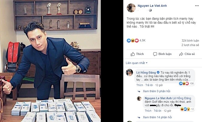Vừa công khai rao bán nhà, Việt Anh khoe bàn đầy tiền 