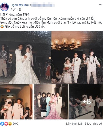 Đám cưới của bố mẹ cô gái Hải Phòng đang gây sốt trên mạng xã hội.