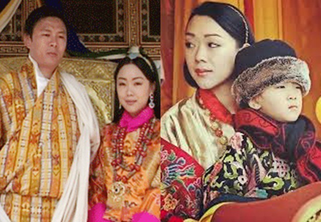 Công chúa Bhutan chụp ảnh cùng chồng và con trai.