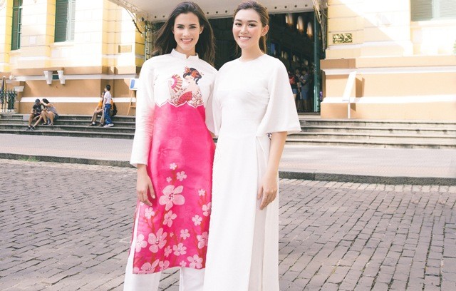 Hoa hậu quốc tế Mariem Velazco và Á hậu Tường San.