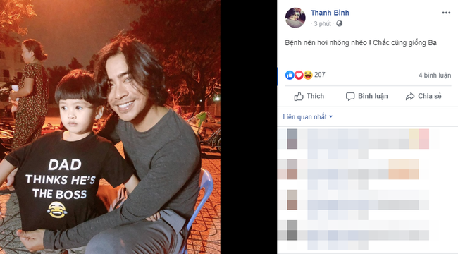 Thanh Bình đăng tải hình ảnh cùng con trai.