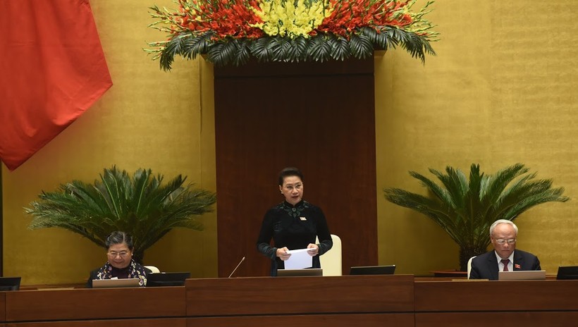  Bà Nguyễn Thị Kim Ngân để lại ấn tượng khi điều hành các phiên làm việc của Quốc hội khoá XIV. Ảnh: Quốc Khánh.