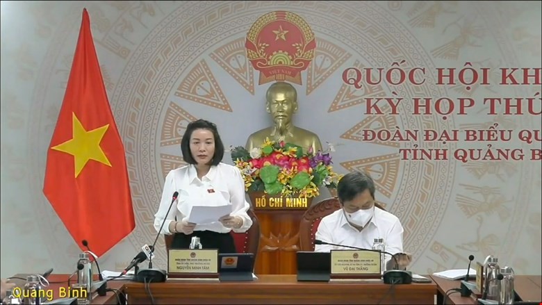 Đại biểu Quốc hội Nguyễn Minh Tâm (đoàn Quảng Bình) thảo luận trực tuyến về Dự thảo Luật Cảnh sát Cơ động. Ảnh Quốc hội.