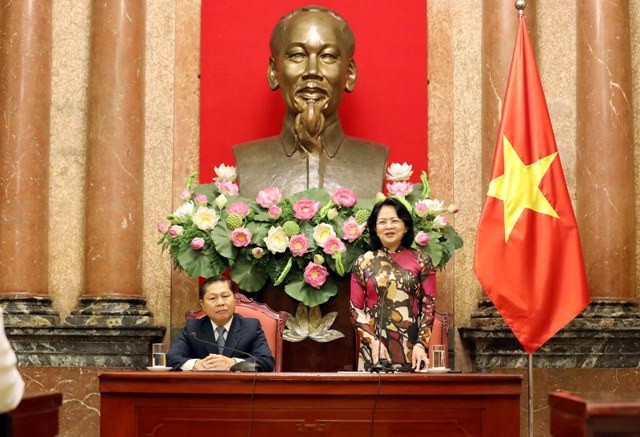 Phó Chủ tịch nước Đặng Thị Ngọc Thịnh phát biểu tại buổi gặp mặt
