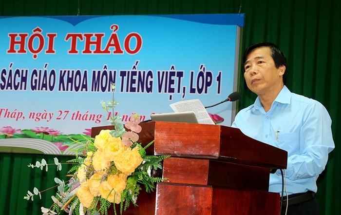 Ông Nguyễn Minh Tâm, Phó Giám đốc Sở GD&ĐT tỉnh Đồng Tháp phát biểu tại hội nghị.