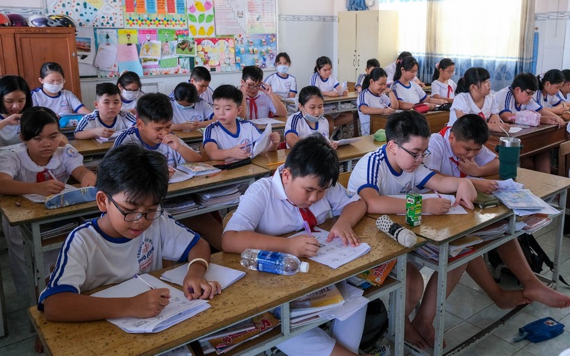 Học sinh Trường TH Ngô Quyền, quận Ninh Kiều kiểm tra học kỳ 2 môn Tiếng Anh.