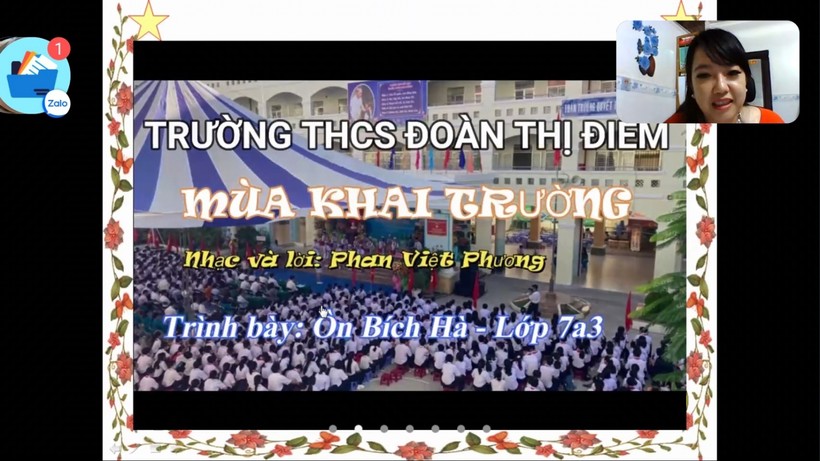 Trường THCS Đoàn Thị Điểm (quận Ninh Kiều) tổ chức tựu trường trực tuyến.