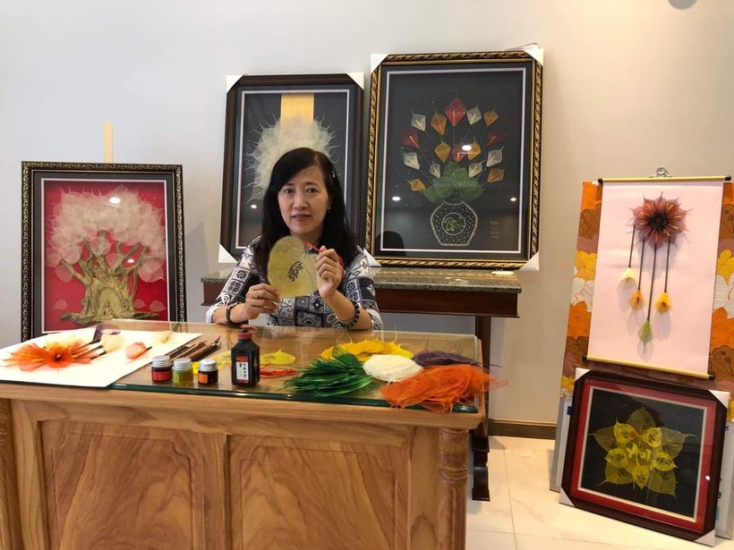 Tranh lá bồ đề khô nghệ thuật của hộ kinh doanh cơ sở Đồ Mai (phường Mỹ Hòa, TP. Long Xuyên, tỉnh An Giang) đạt 3 sao.