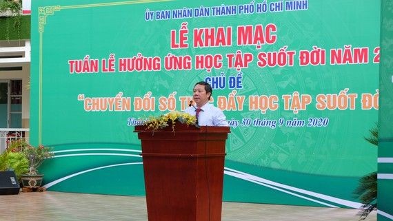 Ông Dương Anh Đức- Phó Chủ tịch UBND TP.HCM phát biểu lại buổi lễ 