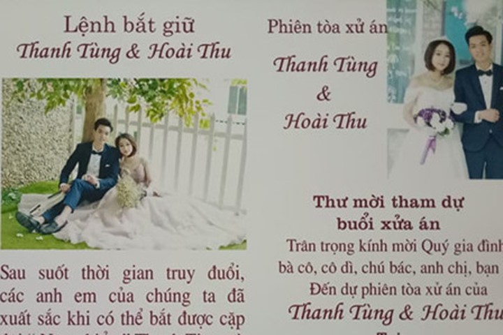 Thiệp cưới "Lệnh bắt giữ" độc đáo của cặp đôi Tuyên Quang