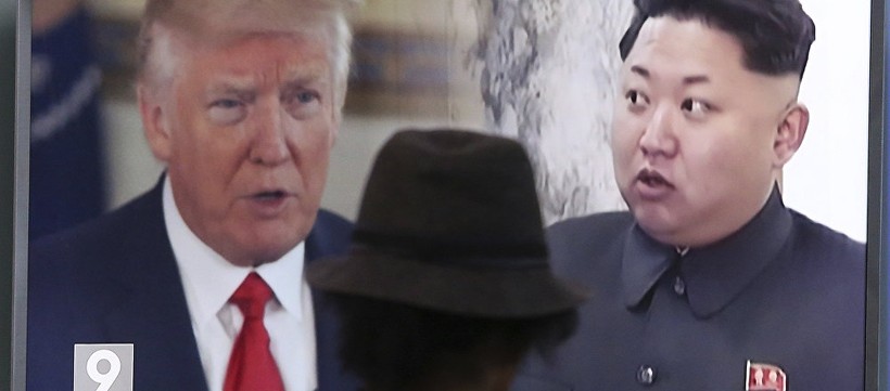 Hình ảnh của Tổng thống Mỹ Donald Trump và lãnh đạo Triều Tiên Kim Jong un