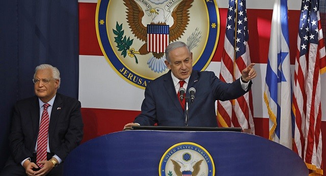 Thủ tướng Israel Bennjamin Netanyahu phát biểu tại Lễ khai trương đại sứ quán Mỹ ở Jerusalem ngày 14/5