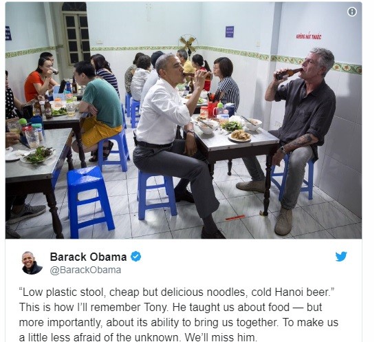 Ông Obama tưởng nhớ đầu bếp ăn bún chả cùng ở Hà Nội
