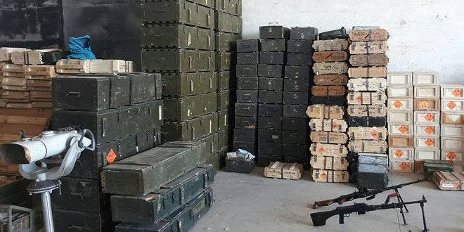 Vũ khí quân đội Syria thu giữ được tại một ngôi làng ở Hama
