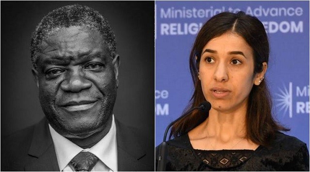 Bác sĩ Denis Mukwege (trái) và bà Nadia Murad