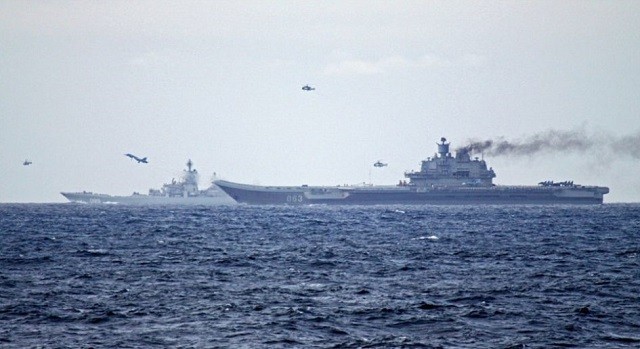 Mẫu hạm Nga hướng về Syria (Ảnh: Hải quân Na Uy)
