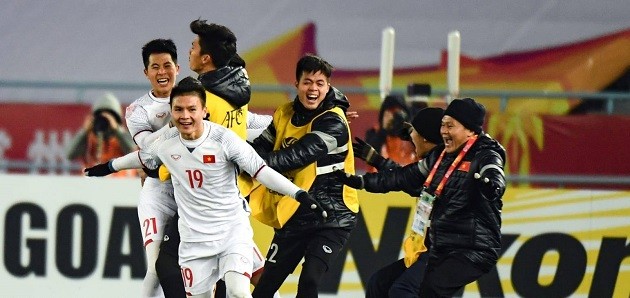 Niềm vui chiến thắng của U23 Việt Nam (ảnh foxsportsasia)