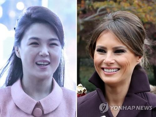 Đệ nhất phu nhân Mỹ Melania Trump (phải) và Đệ nhất phu nhân Triều Tiên Ri Sol-ju 