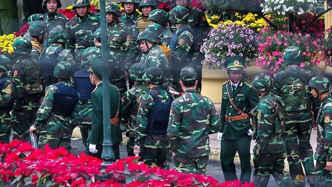 Quân đội Việt Nam được huy động đảm bảo an ninh tại ga Đồng Đăng - nơi tàu của Chủ tịch Kim Jong-un dự kiến sẽ tới vào ngày mai.