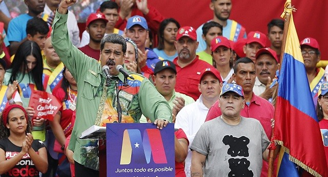 TT Maduro phát biểu tại Caracas ngày 1/5.