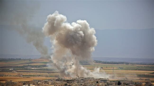 Quang cảnh sau một cuộc tấn công ở Idlib, Syria