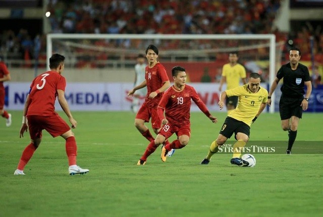 Hình ảnh trận đấu giữa Việt Nam và Malaysia .