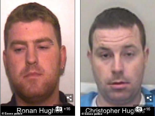 2 anh em Ronan Hughes và Christopher Hughes là nghi phạm đang bị cảnh sát Anh truy nã.