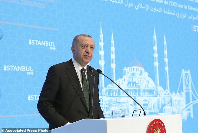 TT Thổ Nhĩ Kỳ Recep Tayyip Erdogan phát biểu trong cuộc họp của Tổ chức Hợp tác Hồi giáo (OIC), tại Istanbul. Ngày 9/12/2019