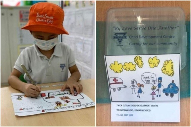 Trẻ em Singapore gửi thông điệp cảm ơn tới tuyến đầu chống dịch.