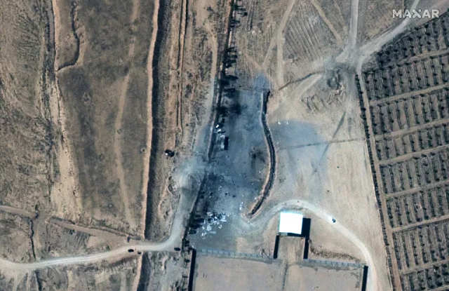 Các tòa nhà bị phá hủy tại biên giới Iraq-Syria sau các cuộc không kích của Mỹ ngày 26/2.