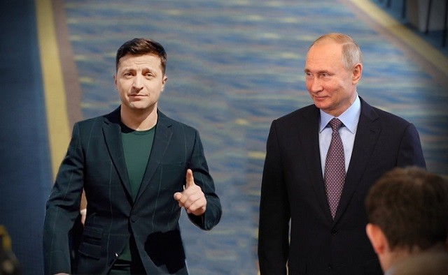 Tổng thống Ukraine Zelensky và Tổng thống Nga Putin.