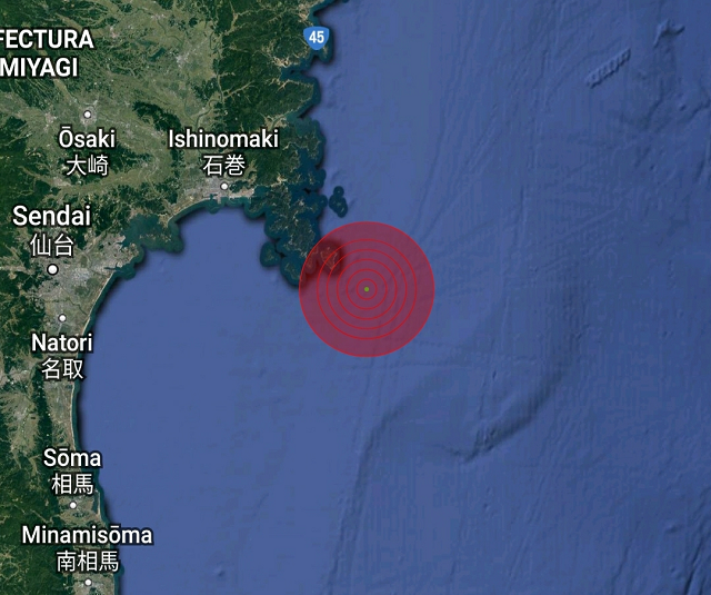 Địa điểm xảy ra động đất ở Nhật Bản.