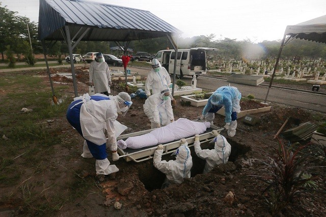 Chôn cất nạn nhân Covid-19 ở Malaysia.