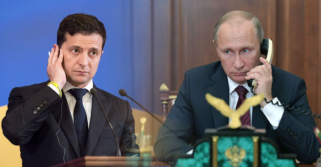 Tổng thống Ukraine Zelensky và Tổng thống Nga Putin (phải).