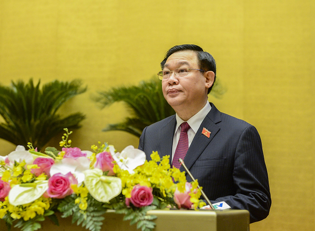 Chủ tịch Quốc hội Vương Đình Huệ phát biểu kết luận hội nghị.
