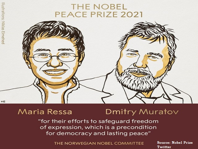 2 người giành giải Nobel Hòa bình 2021.