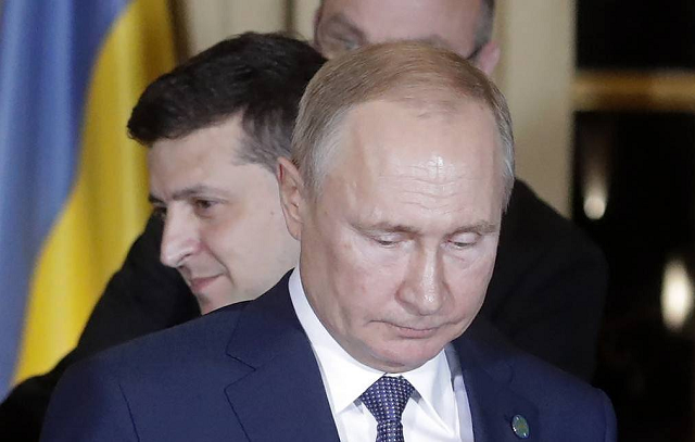 Tổng thống Nga Putin và người đồng cấp Ukraine Zelensky.